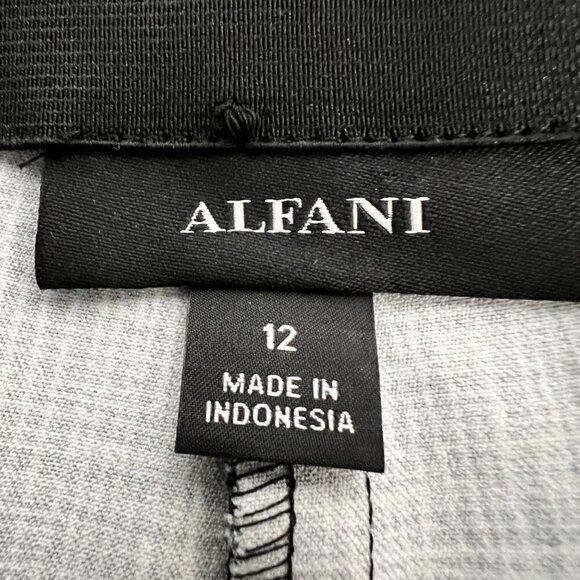 Alfani Womens Black/White Print Mid Rise Straight Dress Pants Sz 14 Stretch - Picture 8 of 9